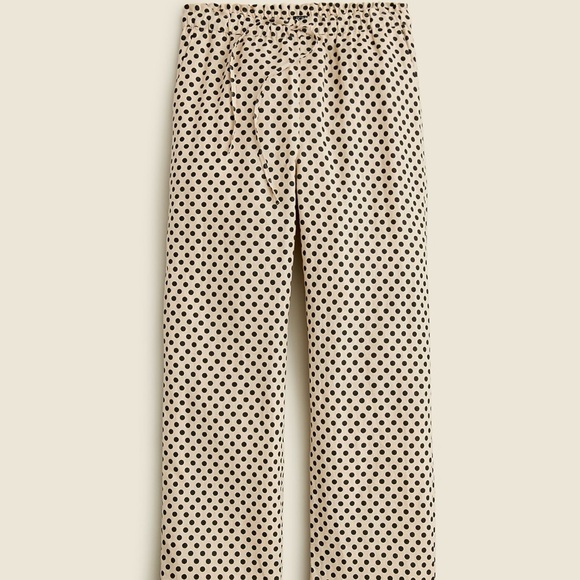 J. Crew Pants - JCrew  Soleil Dot Linen Cream and Black Wide-Leg Pants Size L NWOT